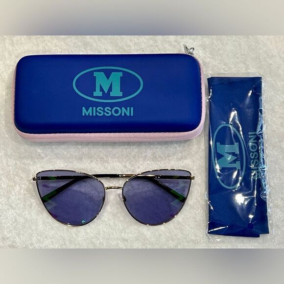 NIB M MISSONI Sunglasses Gold Violet Frame - Picture 6 of 10